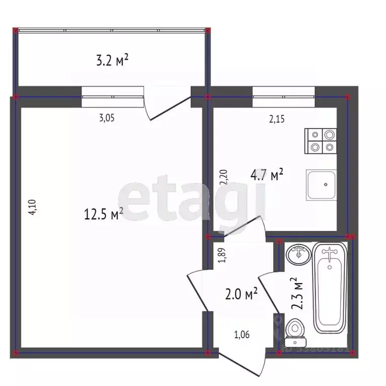 1-к кв. Ростовская область, Ростов-на-Дону ул. Миронова, 12/7 (21.6 м) - Фото 2