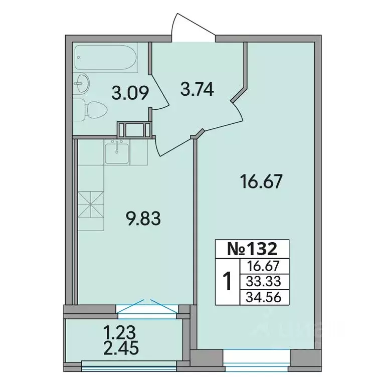 1-к кв. Ленинградская область, Всеволожский район, Агалатовское с/пос, ... - Фото 1