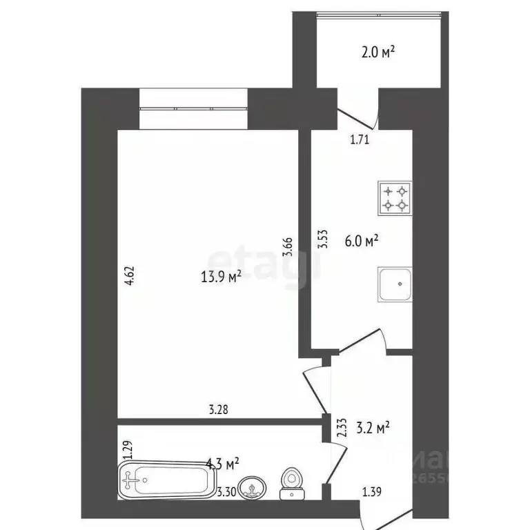1-к кв. Костромская область, Кострома Костромская ул., 112к1 (27.4 м) - Фото 0