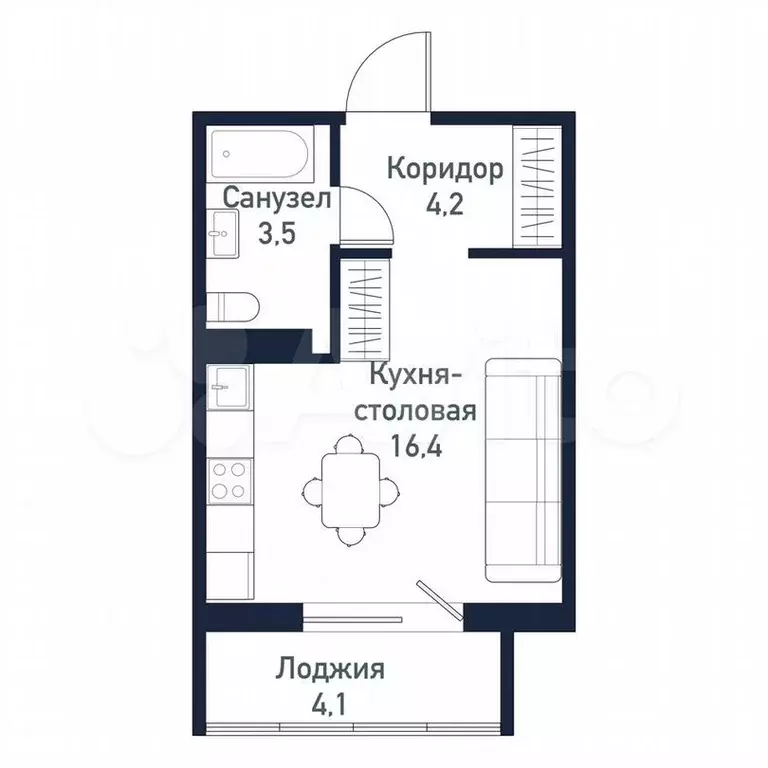 Квартира-студия, 24,2 м, 5/10 эт. - Фото 0