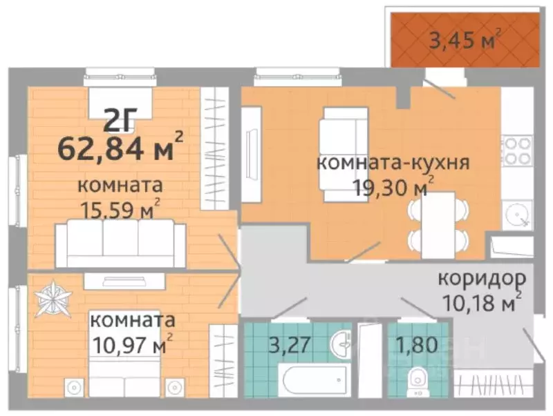 2-к кв. Свердловская область, Екатеринбург ул. Краснолесья, 108/3 ... - Фото 0