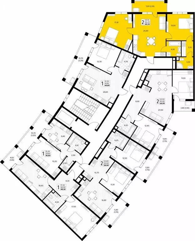 2-комнатная квартира: Сукко, жилой комплекс Кипарис (68.3 м) - Фото 1