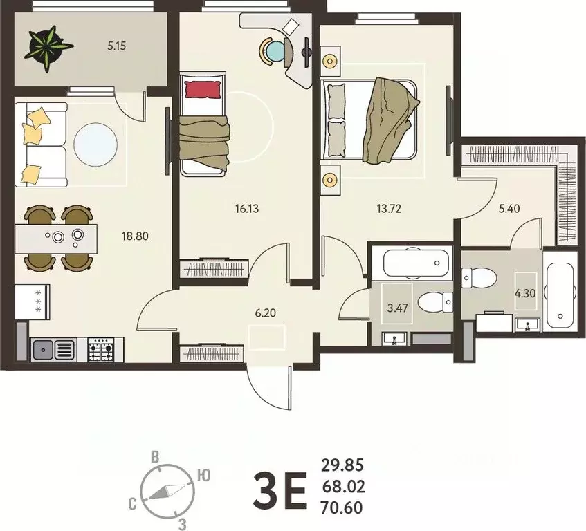 2-к кв. Курская область, Курск Курского завода тракторных запчастей ... - Фото 1