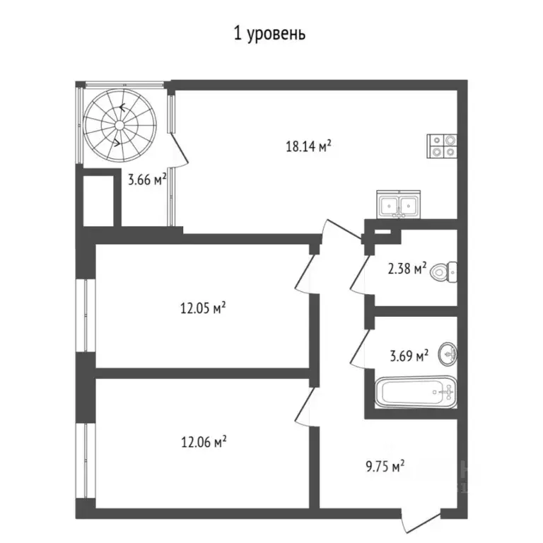 2-к кв. Тюменская область, Тюмень ул. Виктора Тимофеева, 9 (58.2 м) - Фото 2