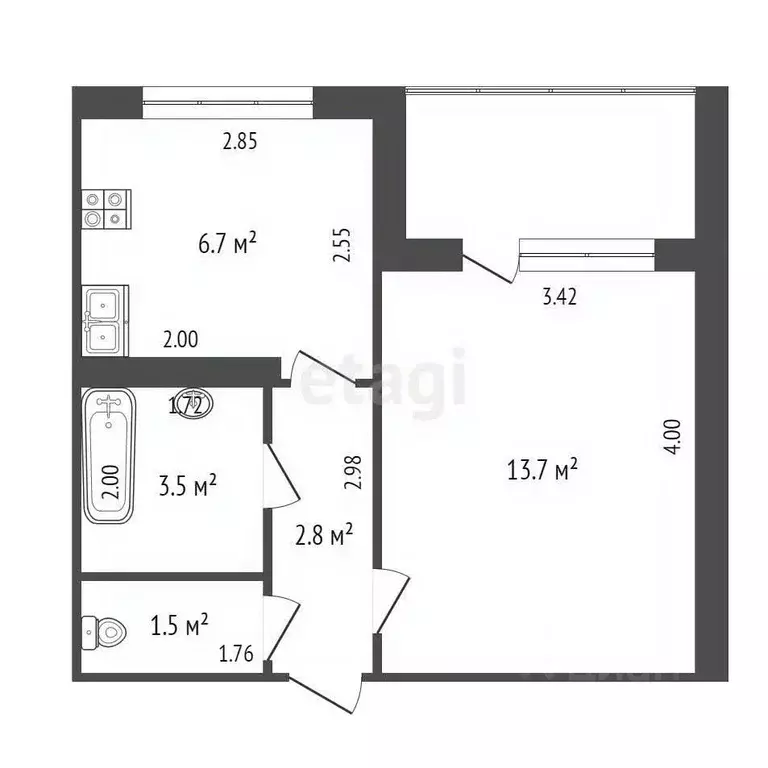 1-к кв. Оренбургская область, Оренбург ул. Сергея Лазо, 13/1 (30.0 м) - Фото 1
