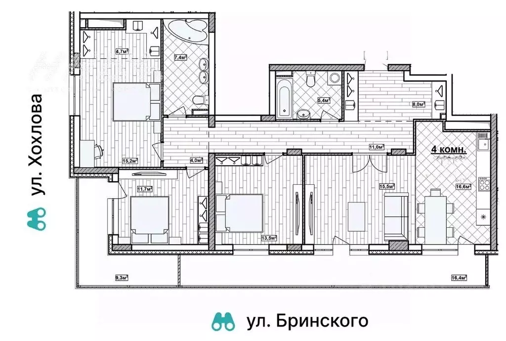 4-к кв. Нижегородская область, Нижний Новгород ул. Александра Хохлова, ... - Фото 2
