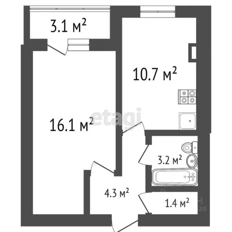 1-к кв. Ульяновская область, Ульяновск просп. Генерала Тюленева, 44 ... - Фото 2