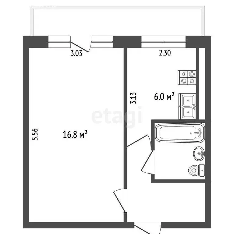 1-комнатная квартира: Челябинск, проспект Победы, 356 (29.8 м) - Фото 0