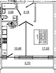 1-комнатная квартира: Смоленск, улица Нахимова, 23А (41.3 м) - Фото 1