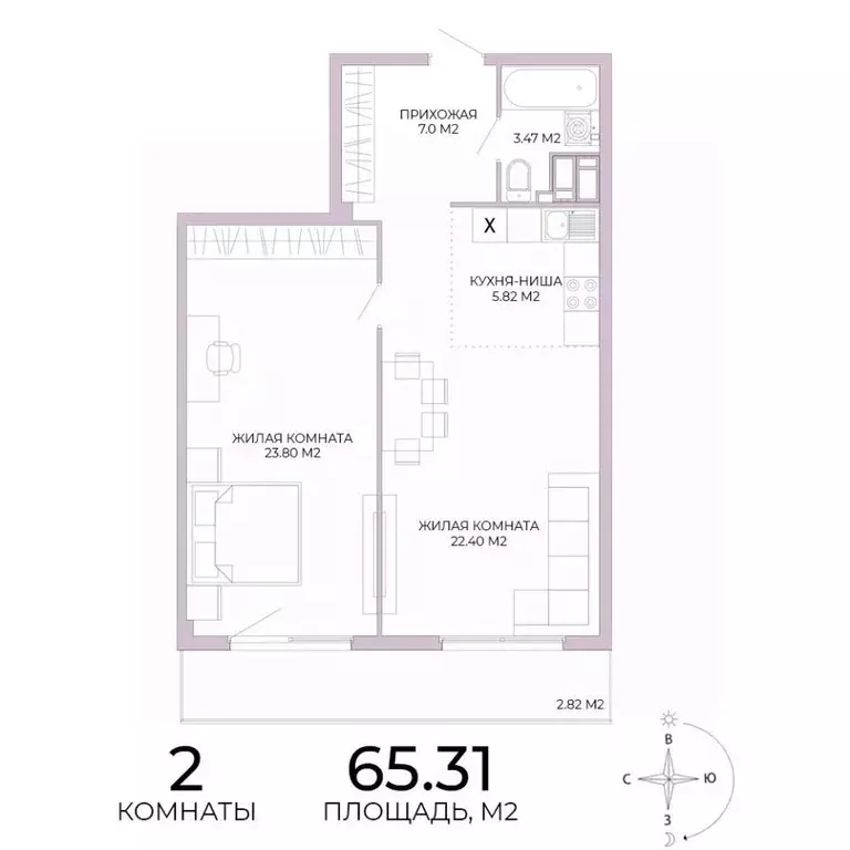 2-к кв. Пензенская область, Пенза Побочинская ул., с17 (65.31 м) - Фото 1