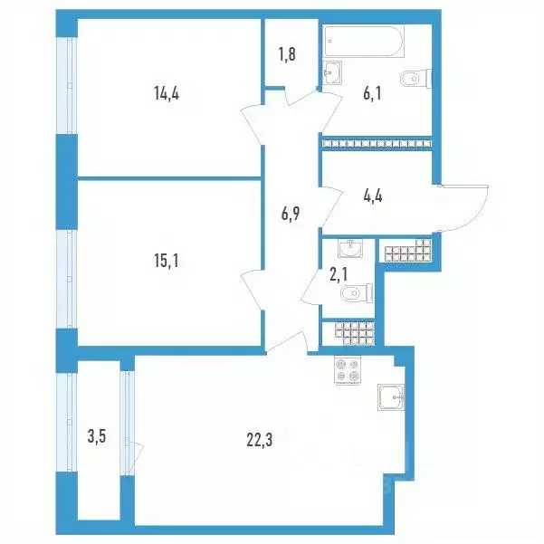 2-к кв. Санкт-Петербург ул. Типанова (74.9 м) - Фото 0