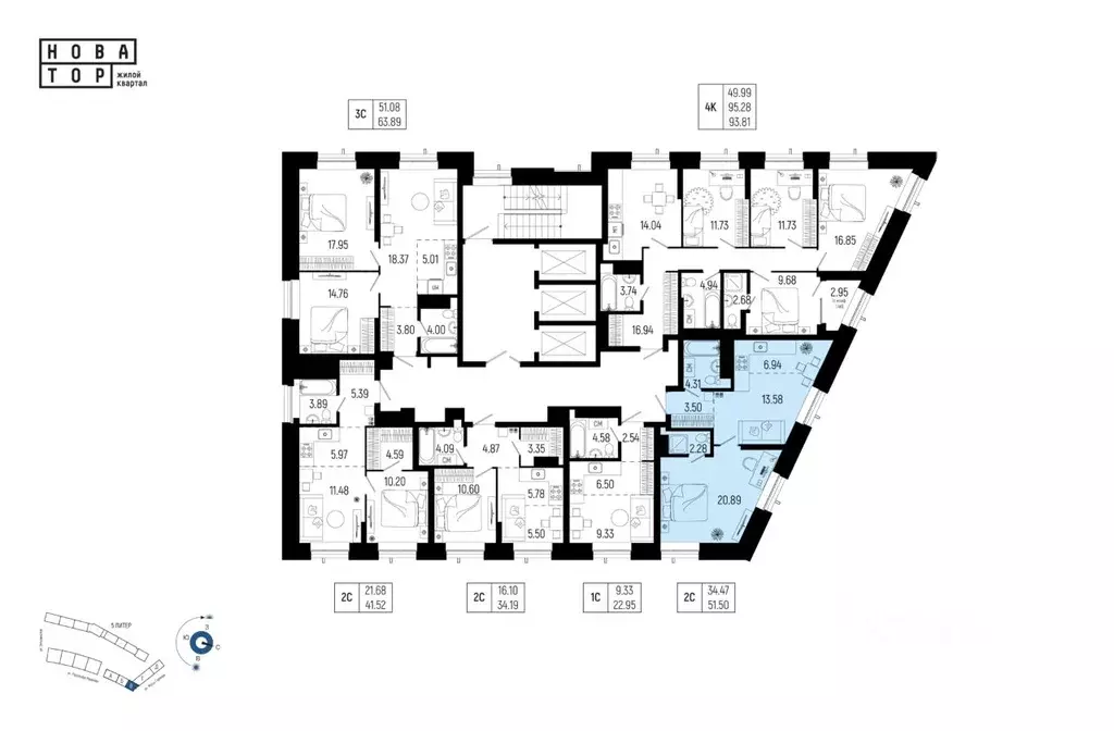 2-к кв. Башкортостан, Уфа Глумилино-1 мкр, Новатор жилой комплекс ... - Фото 2