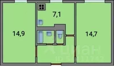 2-к кв. Санкт-Петербург просп. Луначарского, 78К3 (44.3 м) - Фото 2