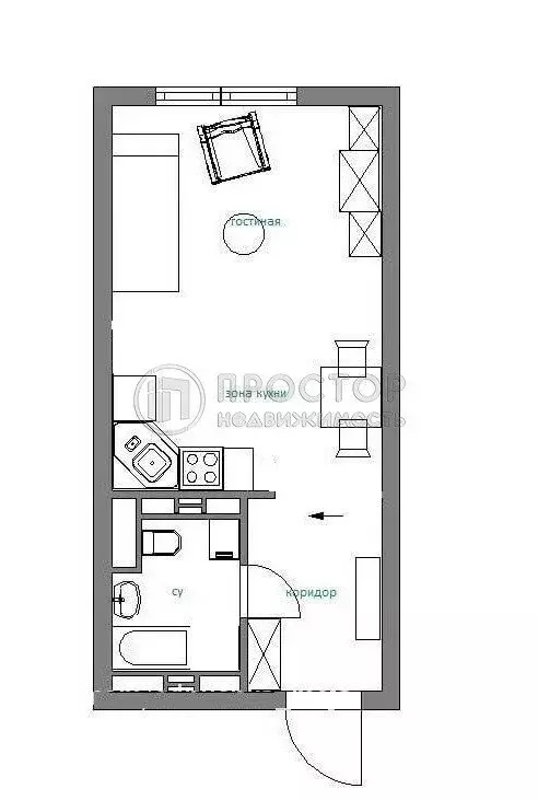Квартира-студия: Мытищи, улица Колпакова, 44 (22.3 м) - Фото 1