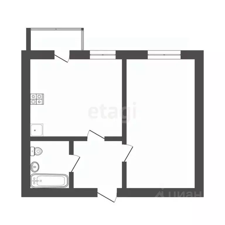 1-к кв. Смоленская область, Смоленск Краснинское ш., 32 (30.2 м) - Фото 2