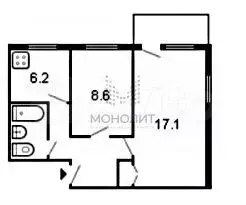 2-к. квартира, 43 м, 5/5 эт. - Фото 0