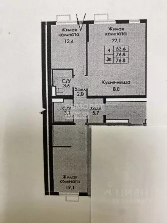 3-к кв. Москва 1-й Грайвороновский проезд, 3 (76.8 м) - Фото 2