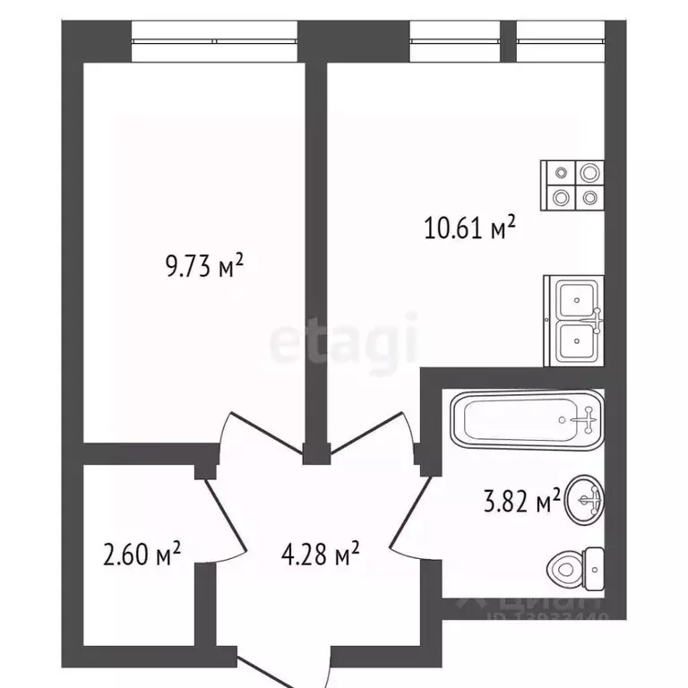 1-к кв. Тюменская область, Тюмень ул. Юрия Рогачева, 11к2 (31.06 м) - Фото 2
