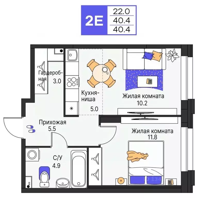 2-к кв. Пермский край, Пермь ул. Карла Модераха, 7 (40.4 м) - Фото 0