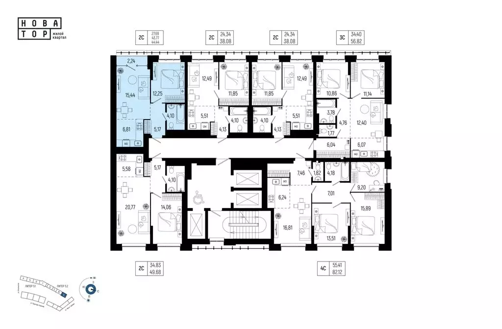 2-комнатная квартира: Уфа, Советский район, порт Уфа (44.44 м) - Фото 1