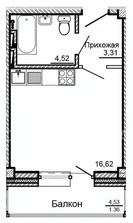 Квартира-студия: Красноярск, улица Калинина, 191 (24 м) - Фото 2