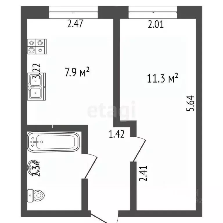 1-к кв. Вологодская область, Вожега рп ул. Хватова, 1 (24.9 м) - Фото 1