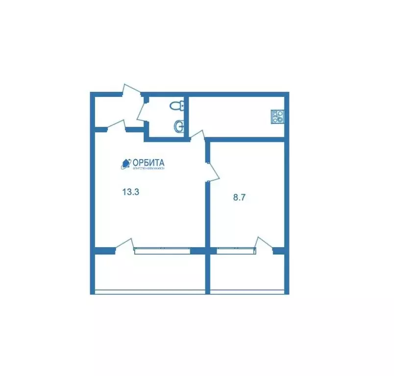 1-комнатная квартира: Тюмень, улица Газовиков, 18 (30.4 м) - Фото 1