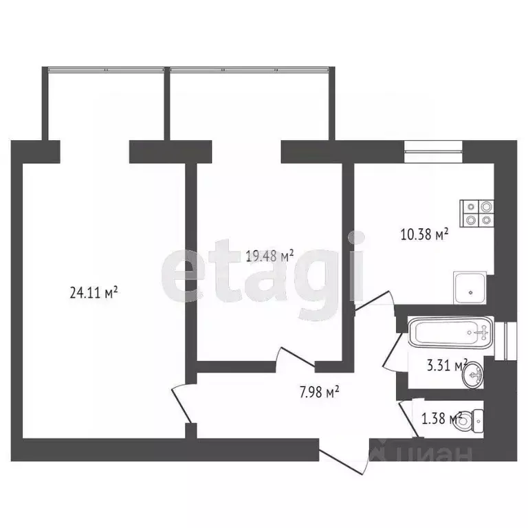 2-к кв. Крым, Евпатория ул. Чапаева, 97 (66.9 м) - Фото 2