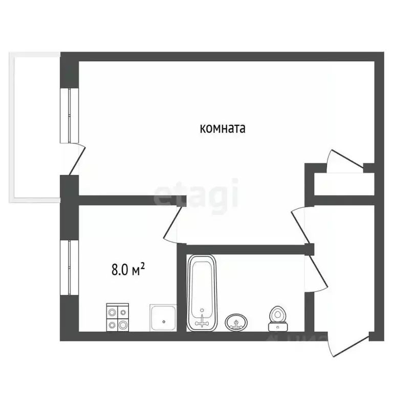 1-к кв. Кемеровская область, Киселевск пер. 1 Мая, 4А (31.3 м) - Фото 1
