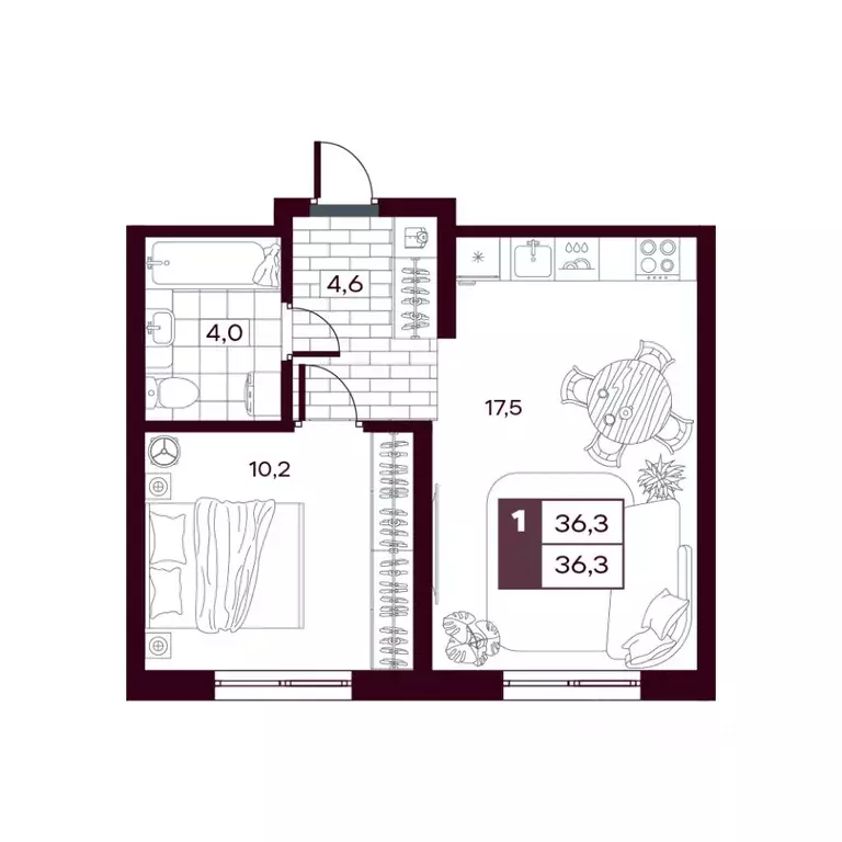 1-к кв. Тюменская область, Тюменский муниципальный округ, д. Дударева ... - Фото 1