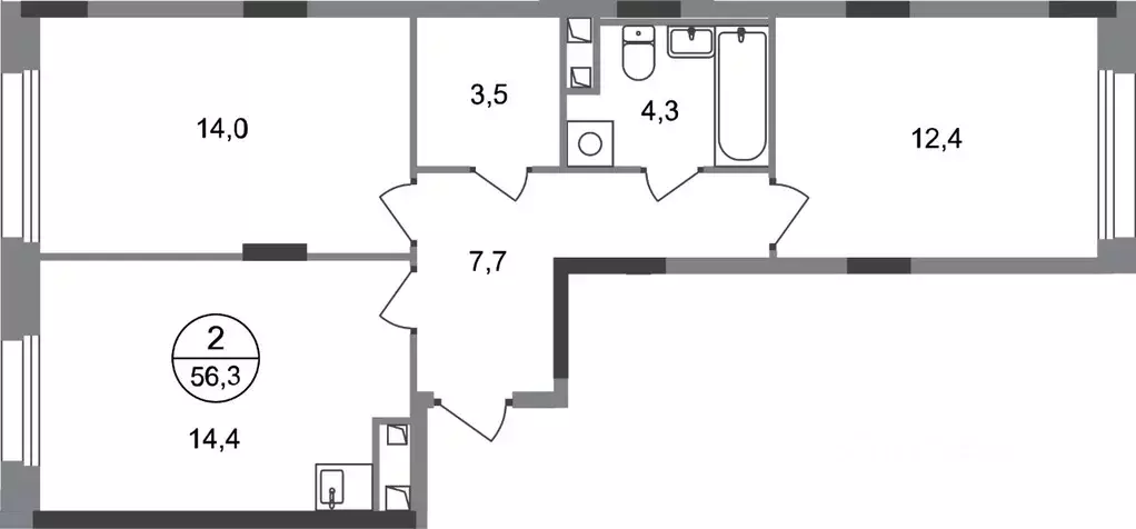 2-к кв. Москва Переделкино Ближнее мкр, 18-й кв-л,  (56.3 м) - Фото 0