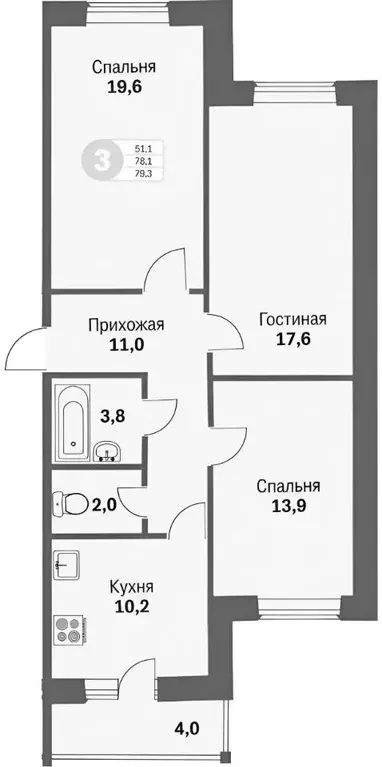 3-к кв. Орловская область, Орел ул. Генерала Родина, 68 (79.0 м) - Фото 1