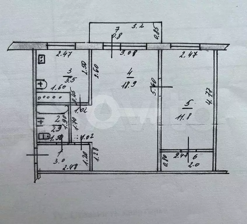 2-к. квартира, 47 м, 1/5 эт. - Фото 0