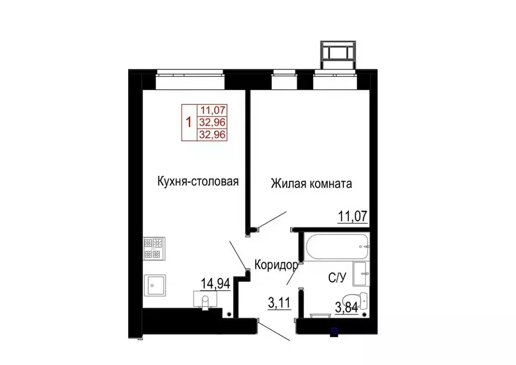 1-к кв. Белгородская область, Белгородский район, Новосадовское с/пос, ... - Фото 1