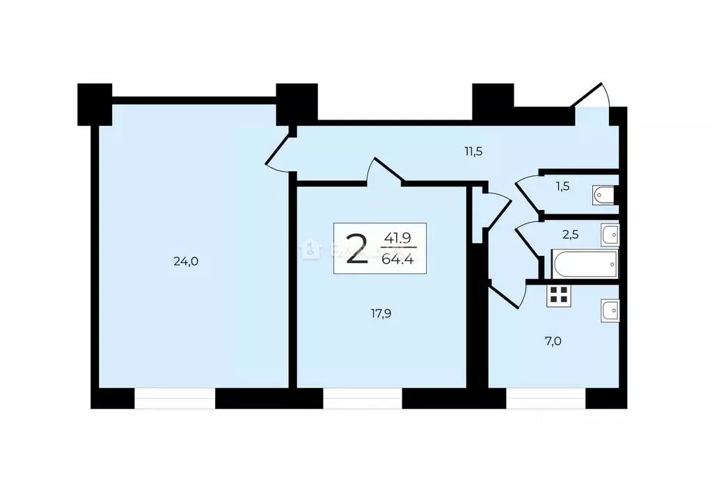 2-к кв. Москва Кутузовский просп., 9К2 (64.4 м) - Фото 2