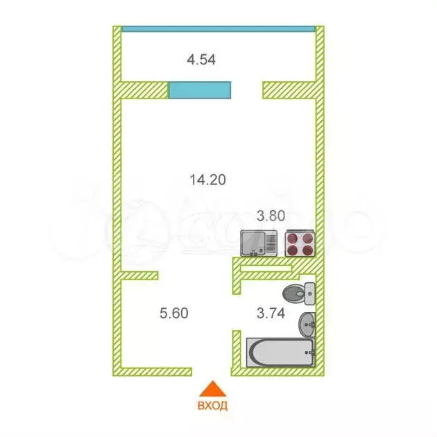 Квартира-студия, 28 м, 3/15 эт. - Фото 0