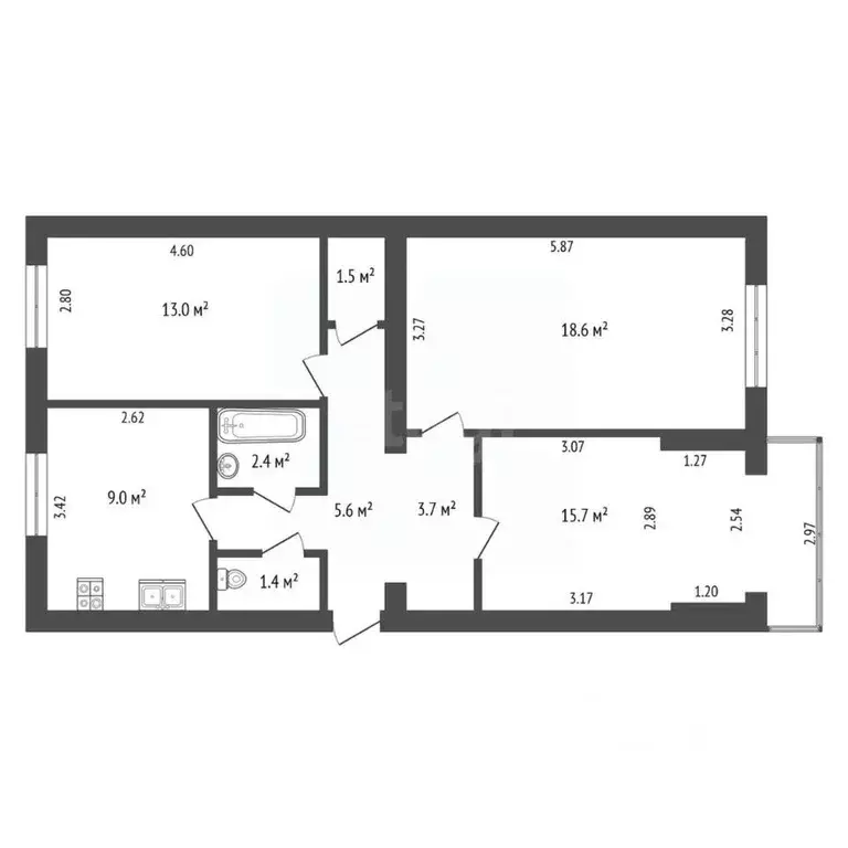 Комната Севастополь ул. Хрусталева, 163 (42.8 м) - Фото 1