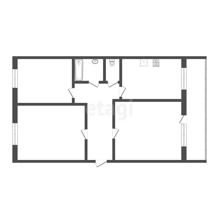 3-комнатная квартира: Тюмень, улица Коммунаров, 19 (56.8 м) - Фото 1