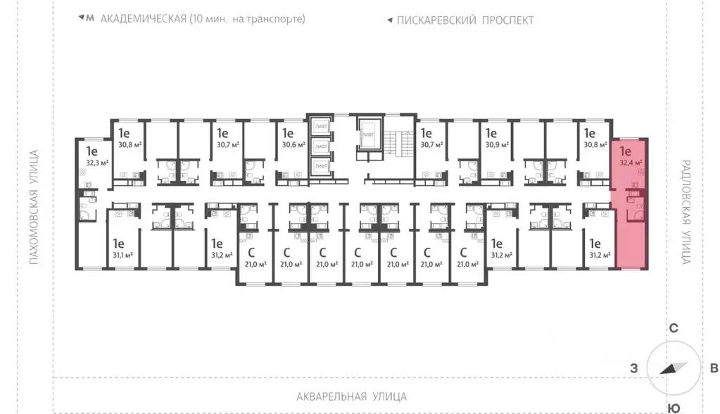 1-к кв. Санкт-Петербург ул. Пахомовская, 12к2 (32.3 м) - Фото 1