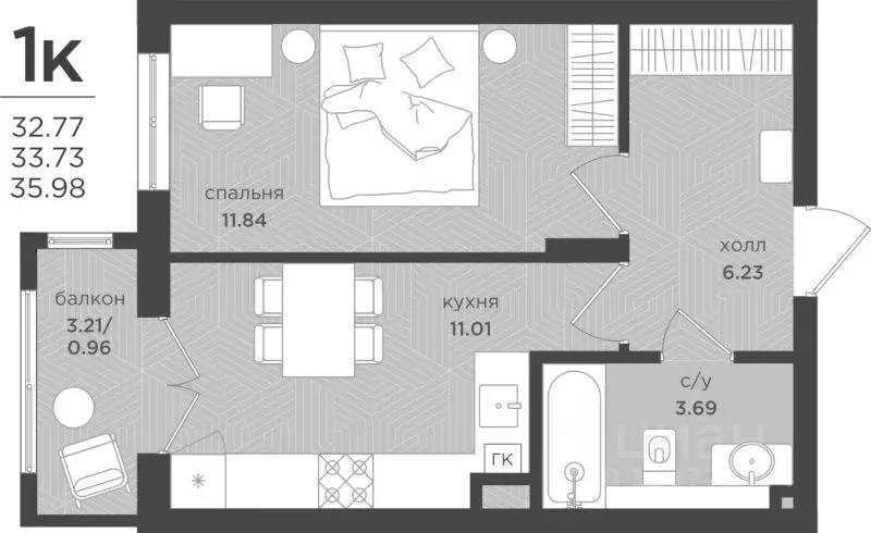 1-к кв. Калининградская область, Зеленоградск Вишневый квартал жилой ... - Фото 1