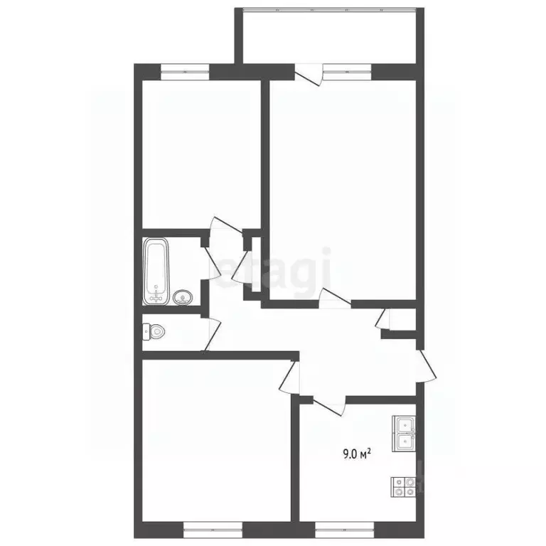 3-к кв. Коми, Усинск ул. 60 лет Октября, 6/2 (62.5 м) - Фото 1