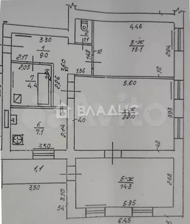 3-к. квартира, 74 м, 1/3 эт. - Фото 1