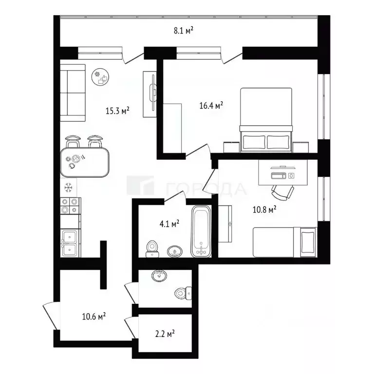 2-к кв. Новосибирская область, Новосибирск ул. Аэропорт, 88 (72.0 м) - Фото 1