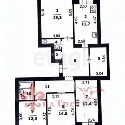 4-к кв. Белгородская область, Белгород ул. Победы, 49к5 (104.6 м) - Фото 2