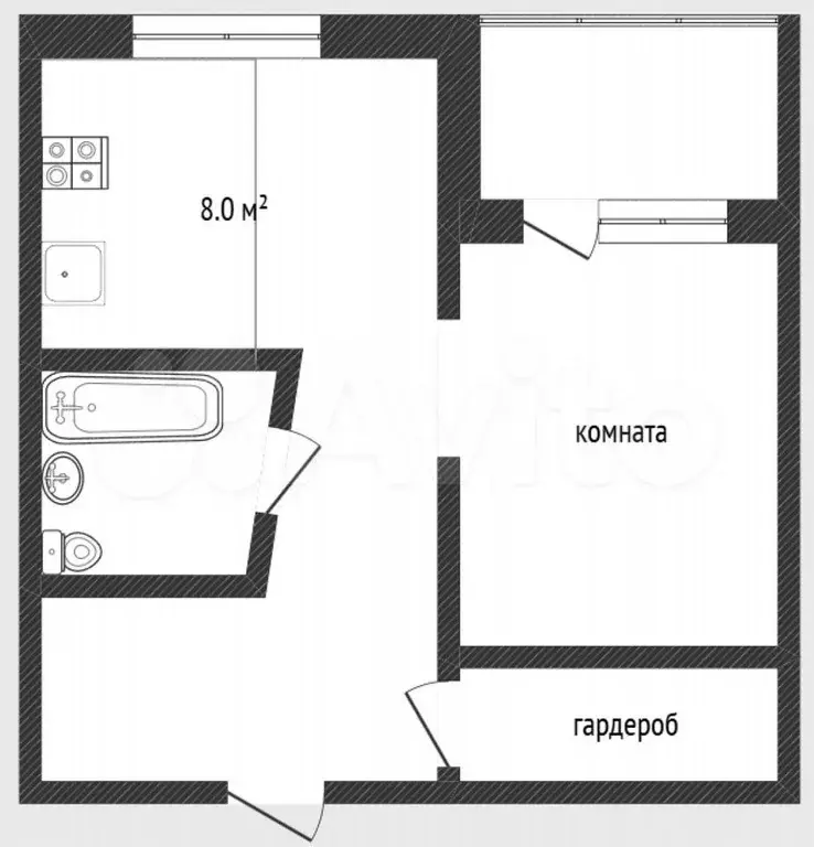 1-к. квартира, 32,1 м, 2/9 эт. - Фото 0