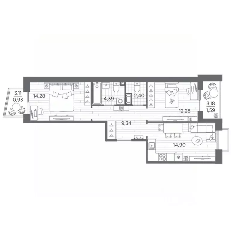 2-к кв. Санкт-Петербург Полюстровский просп., 87 (60.1 м) - Фото 1