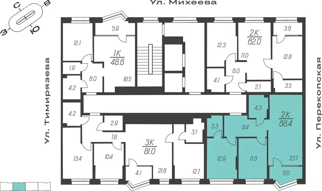 2-комнатная квартира: Тула, улица Михеева, 9А (68.4 м) - Фото 1