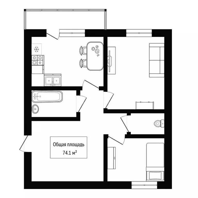 2-комнатная квартира: Бердск, улица Красная Сибирь, 123 (74.1 м) - Фото 1