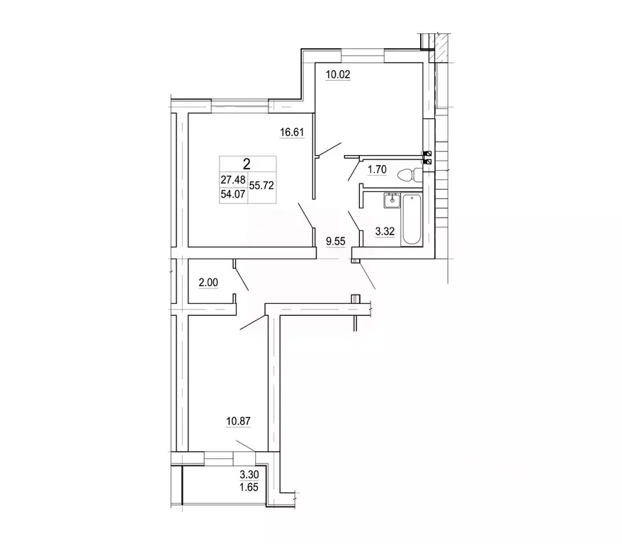 2-к кв. Ленинградская область, Коммунар г. Гатчинский муниципальный ... - Фото 1