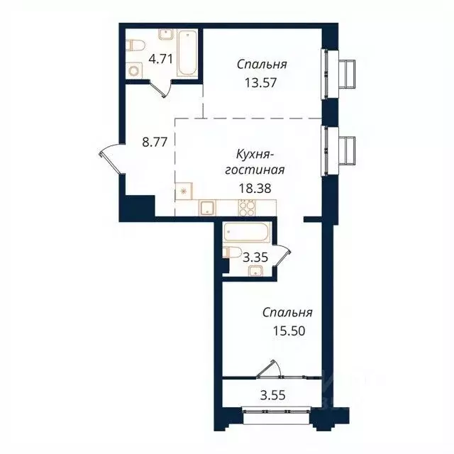 2-к кв. Иркутская область, Иркутск Байкальская ул., 246Б (67.2 м) - Фото 0